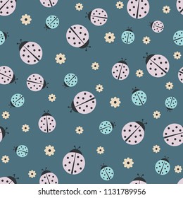 pink ladybugs on blue