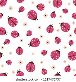 pink ladybugs yellow flowers