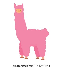 Pink lama icon cartoon vector. Cute animal. Sleep baby
