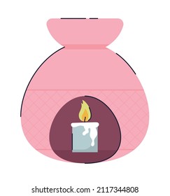 pink lantern with candle over white