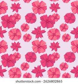 Padrão floral grande cor-de-rosa sem costura. Vetor Mão desenhada Abstrato estilizado flores imprimir. Ornamento contemporâneo para desenhos, tecidos, têxteis