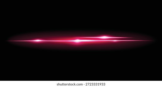 Rayo de luz láser rosa sobre fondo negro; brillo de neón futurista y explosión de energía