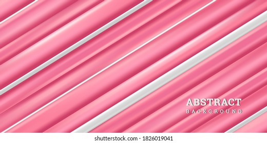 Pink layered background. Abstract background in striped pattern. Vector illustration 3D. Striped texture. Elegant decoration. Luxury design banner, cover, wallpaper.