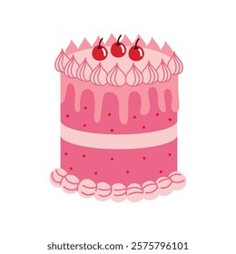 Pink layered birthday cake design