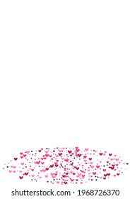 Pink Layout Circle Frame. Yellow Abstract Illustration. Confetti Romantic Wallpaper. Rose Heart Shape.
