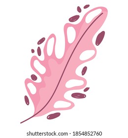 icono de decoración de follaje abstracto de hoja rosa en ilustración vectorial de fondo blanco
