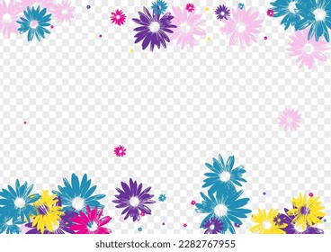 Pink Leaf Background Transparent Vector. Petal Sweet Print. Yellow Gerbera Doodle. Wild Textile. Repeat Green Floral.