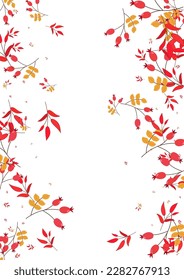 Pink Leaf Background White Vector. Leaves Abstract Illustration. Green Berries Paper. Modern Card. Herb Material.