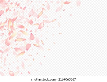 Pink Leaf Vector Transparent Background. Rosa Fall Template. Confetti Spa Cover. Peach Japan Card. Bright Sakura Marriage Texture.