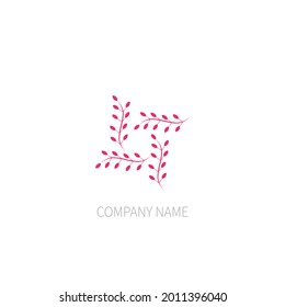 pink leafs squre logo design