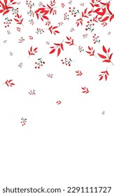 rosafarbene Blätter, weißer Vektorgrafik. Kräuterobjektset. Rote Beeren. Grünes Blattwerk Nahtlos. Poster Design.