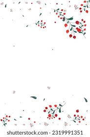 Pink Leaves Background White Vector. Leaf Agriculture Set. Burgundy Berries Cartoon. Simple Card. Rowan Seamless.