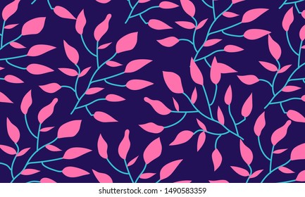 Pink leaves botanical pattern background