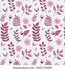 pink leaves and cherry blossom pattern