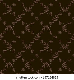 The pink leaves on black background. Seamless pattern. Suitable for packing, Wallpaper, printing, cosmetics, Soaps. Vector illustration