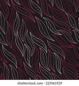 pink leaves on a dark background vector seamless pattern