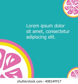 Pink lemon isolated on cyan background with copy space