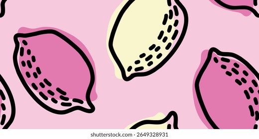 Ilustración Abstractas de patrón de limón rosa