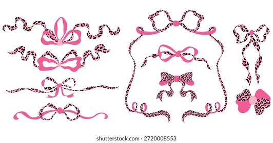 Fondo de marco de cinta de lazo de leopardo rosa