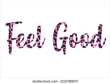 pink leopard feel good hand drawn