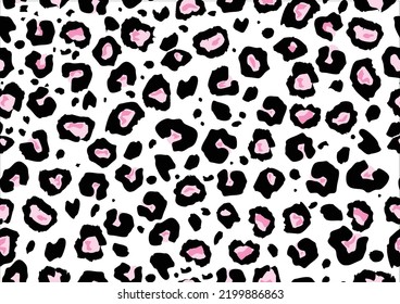 pink leopard hand drawn design vector 