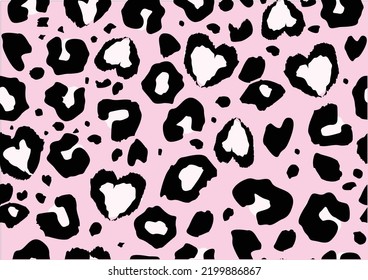 pink leopard hand drawn design vector seamless repeating