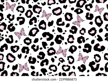 pink leopard hand drawn design vector  seamless repeating