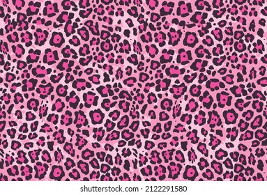 Pink Leopard or jaguar print seamless vector pattern with editable pattern, textured fashion print, abstract pink background for fabric, textile wild animal with pink camouflage