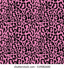 Pink leopard, jaguar seamless pattern. Animal design.Vector illustration background