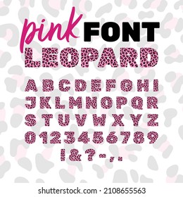 Pink Leopard Letters And Numbers Leopard Font Wild Animal Alphabet