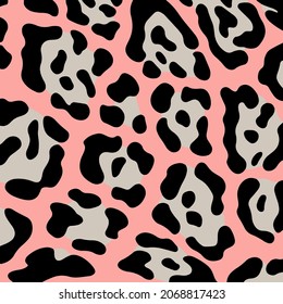 Pink Leopard Pattern Background. Abstract Wild Animal Skin Print Design. Flat Vector Illustration.