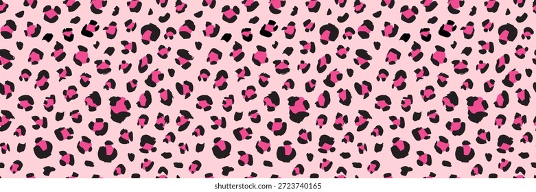 Pink leopard pattern with cheetah spots creates seamless animal print background. Cute safari texture for modern fashion design with abstract jungle inspired leopard motifs.