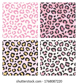 Pink leopard pattern. Seamless animal print, trendy wild cat design stylized background for fashion fabric, wallpaper vector texture. Stylish fashionable leopard textile, wrapping paper design.