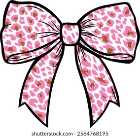 Pink leopard print bow vector illustration