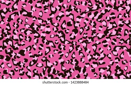 Pink leopard print design. Animal skin pattern. Vector illustration.