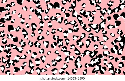 Pink leopard print design. Animal skin pattern. Vector illustration.