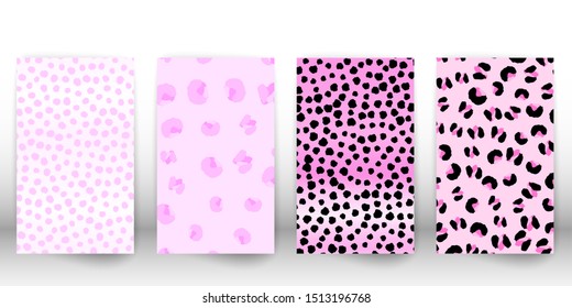 Pink leopard print. Panther skin. Retro fabric pattern. Spotted fur texture. Animal print leopard. Vector illustration.