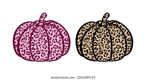 Pink Leopard Print Pumpkin, Wild Animal Pattern Fruit