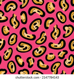 Pink leopard print seamless pattern. Vector Illustration for printing, backgrounds, covers, packaging, greeting cards, posters, stickers, textile and seasonal design.