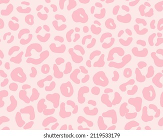 Pink leopard print seamless vector pattern. Glamour wild animal background