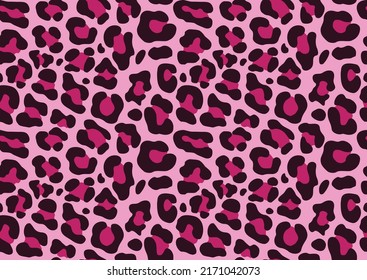 Pink leopard print seamless vector pattern, animal skin, disguise.