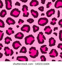 Pink Leopard print. Vector seamless pattern.