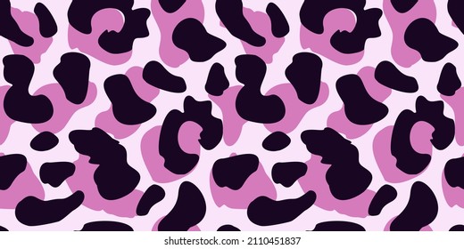 Pink leopard skin seamless pattern. Wild african cats repeat illustration. Abstract cheetah fur wallpaper. Design for fabric , textile print, surface, wrapping, cover.