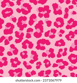 Pink Leopard Skin Texture Pattern Vector. Seamless Animal Wildlife Skin Pattern. Leopard Fur Camouflage Background.