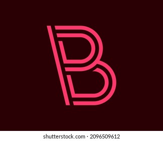 Pink letter B logo with line,  EPS10 Isolated
