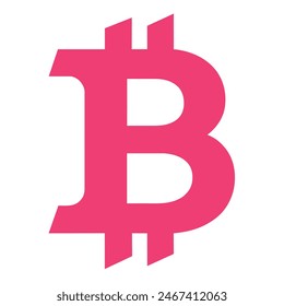 Rosa Buchstabe b auf weißem Hintergrund mit verschiedenen Design-Elementen