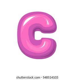  Pink letter ?, bubble bold ? , bubble gum letter , candy funny lettering.  Pink bulk letter . Pink symbol on white, Bright shiny bulk ?. Candy bubble gum letter girly children kids object ?