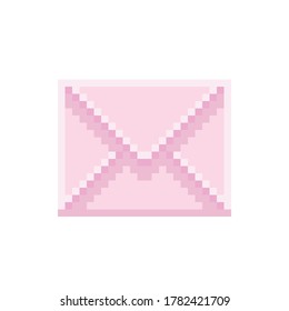 Pink letter cartoon. Vector pixel art.