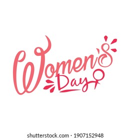 pink lettering design of womens day over white background, colorful design, vector illustration