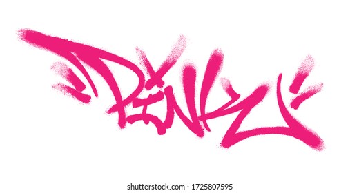 Pink lettering in the form of a graffiti tag. Vector illustration on a white background.